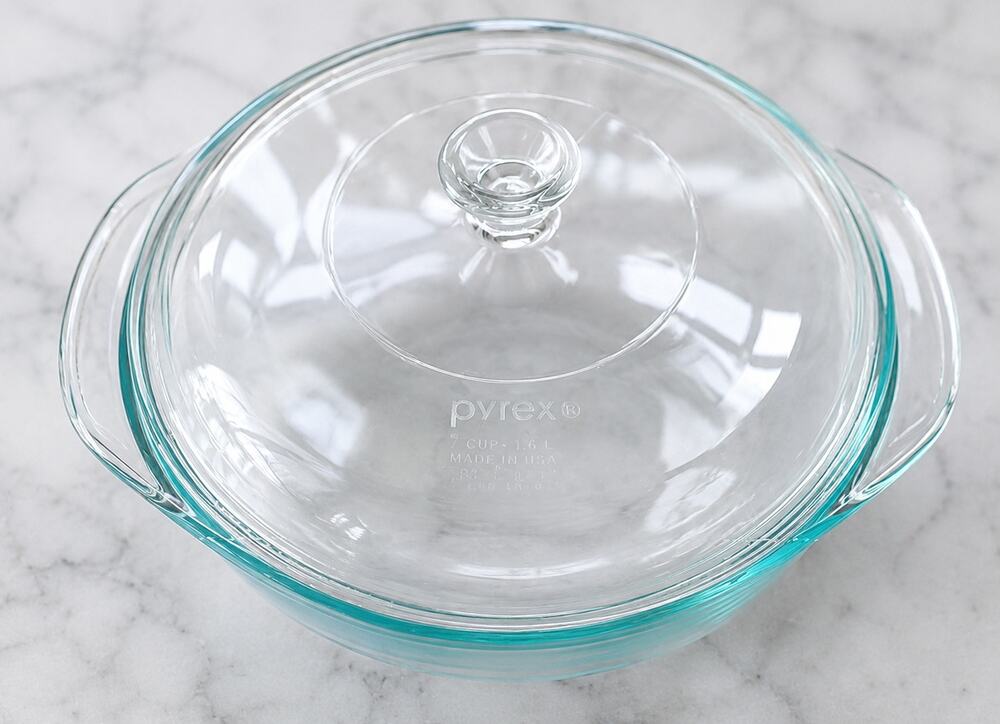 Vintage Pyrex 2 Qt Blue Tint Covered Casserole Dish 023-N w/ Lid USA